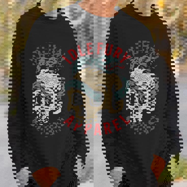 バック プリントを見る Idle Furykull &Nake ビンテージ クラシック スカル ヘビ タトゥー スウェットシャツ 彼への贈り物