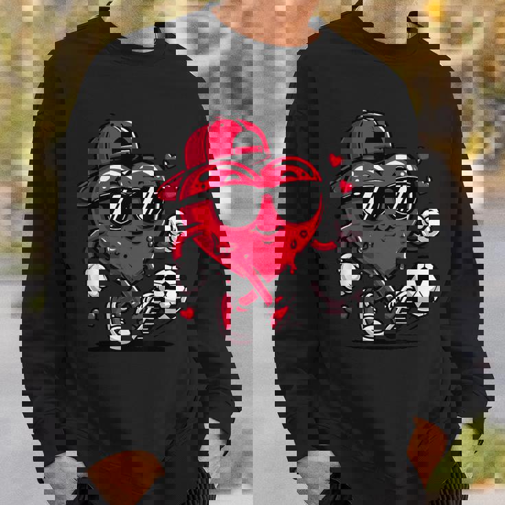 バレンタイン サッカー ハート ドリップ スポーツ 愛 バレンタインデー 男の子 スウェットシャツ 彼への贈り物