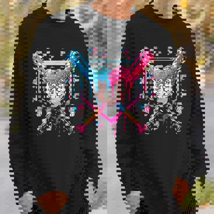 バレンタイン 野球 ハート 滴る アイスクリーム ミニハート スウェットシャツ 彼への贈り物