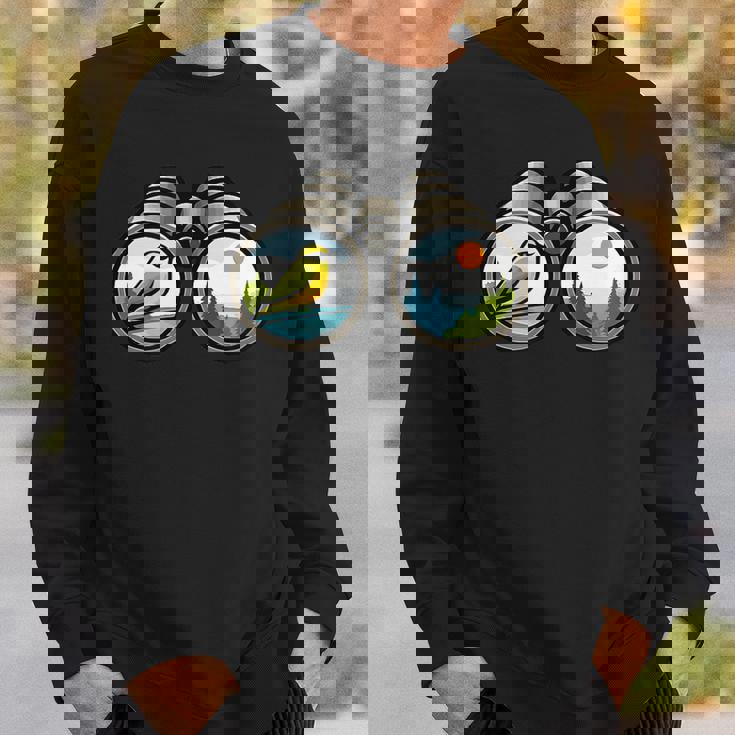 バードウォッチング双眼鏡デザイン スウェットシャツ 彼への贈り物