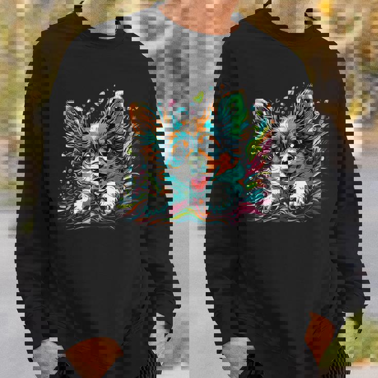 パピヨン犬の飼い主 パピヨン犬のアートワーク スウェットシャツ 彼への贈り物