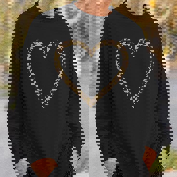 ヒョウ柄のハート スウェットシャツ 彼への贈り物