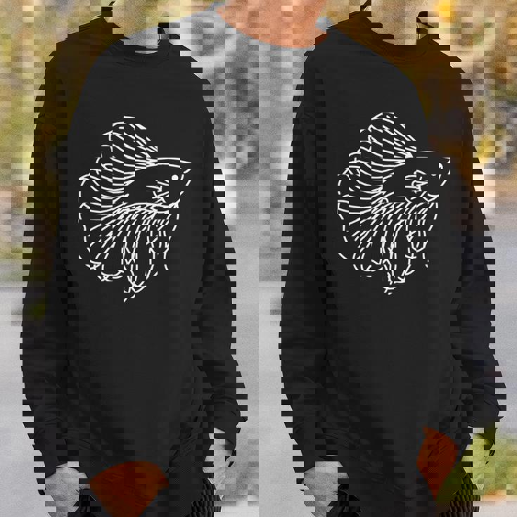 ベタ ラインアート アクアリウム 熱帯魚デザイン 長袖tシャツ スウェットシャツ 彼への贈り物