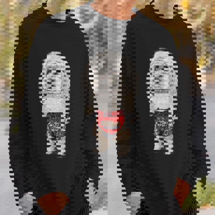 ムエタイキックボクシングチャンピオンとしてのマルチーズドッグ スウェットシャツ 彼への贈り物