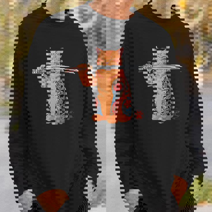 ヤクザ 猫 サムライ タトゥー 日本語 オレンジ 猫 グラフィック スウェットシャツ 彼への贈り物