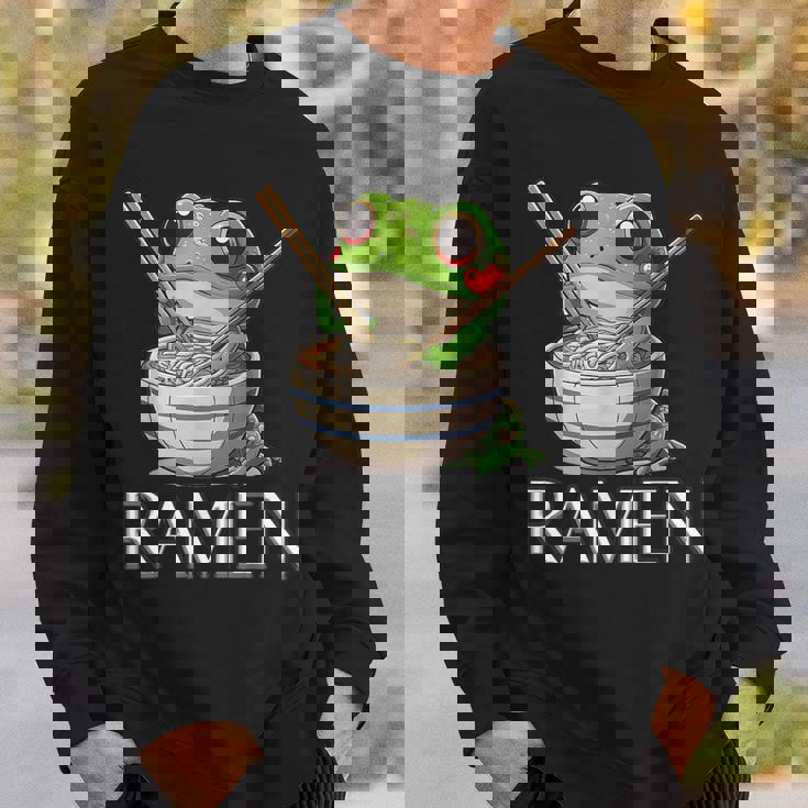 ラーメンを食べるカエルの麺 カワイイ 美的 日本アニメ スウェットシャツ 彼への贈り物