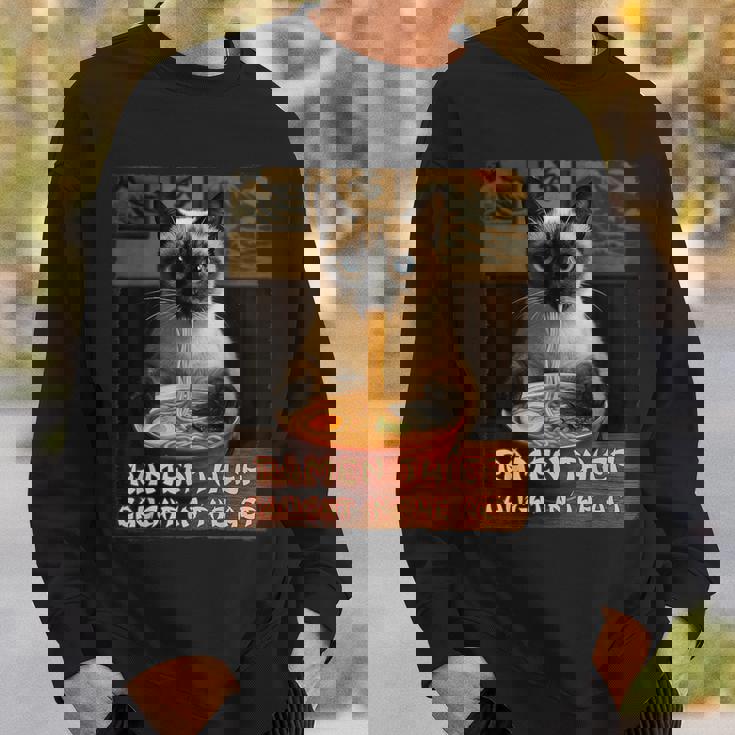 ラーメン猫 シャム猫 ラーメンを食べるラーメン泥棒 グランジ スウェットシャツ 彼への贈り物