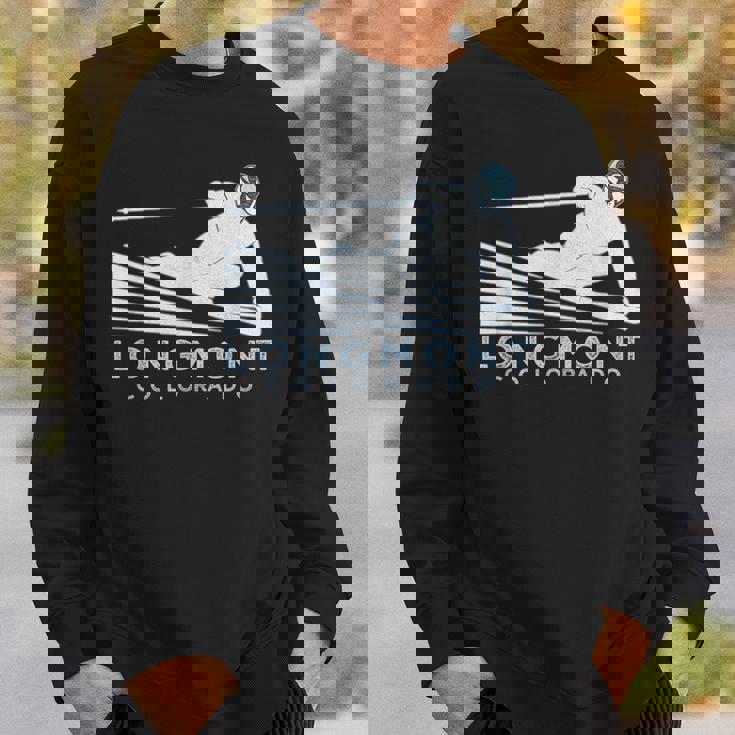 レトロ スキー ロングモント コロラドイラスト ヴィンテージ スノー スキー スウェットシャツ 彼への贈り物