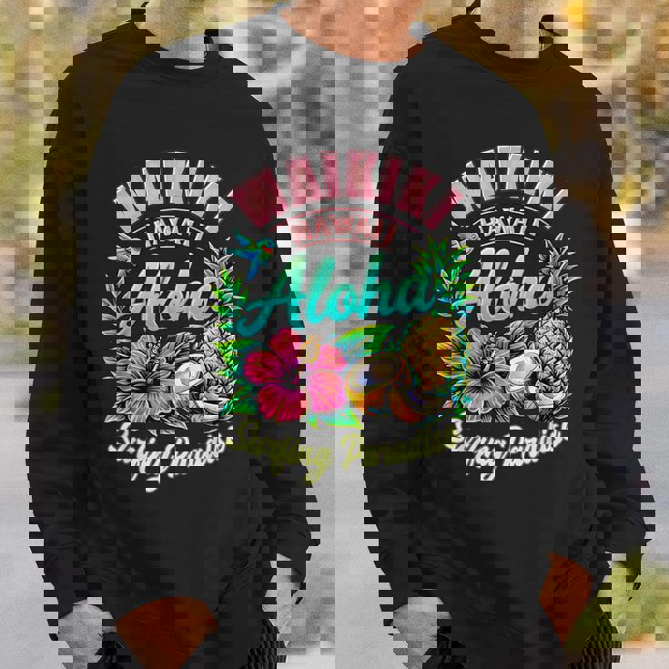 ワイキキ ハワイ アロハ サーフィン パラダイス ハイビスカス パイナップル スウェットシャツ 彼への贈り物