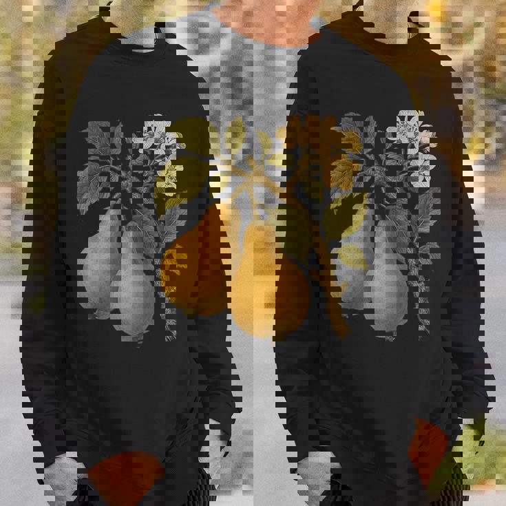 ヴィンテージボタニカル梨アートプリント スウェットシャツ 彼への贈り物