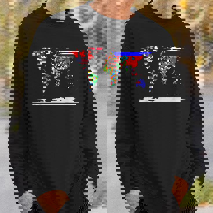 世界地図と世界の国の旗 スウェットシャツ 彼への贈り物