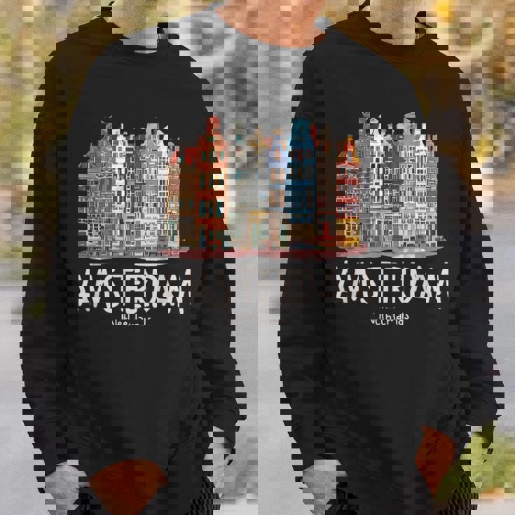 夜のアムステルダム-オランダオランダ-アムステルダム スウェットシャツ 彼への贈り物