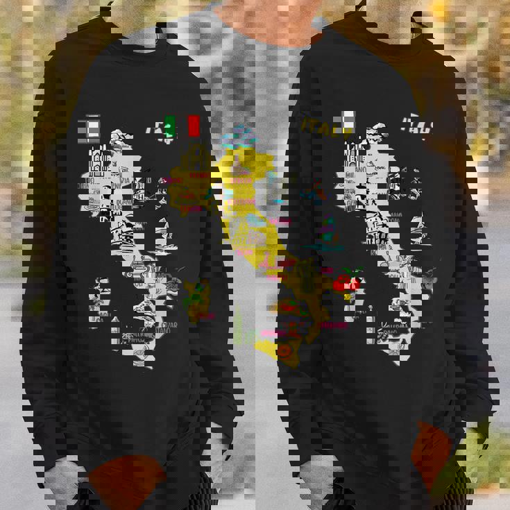 手描きのイタリア地図 観光地 スウェットシャツ 彼への贈り物