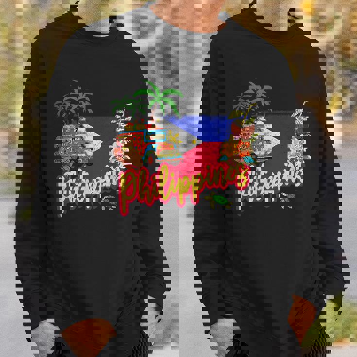 旗のヤシの木のお土産とフィリピンのヴィンテージメガネザル スウェットシャツ 彼への贈り物