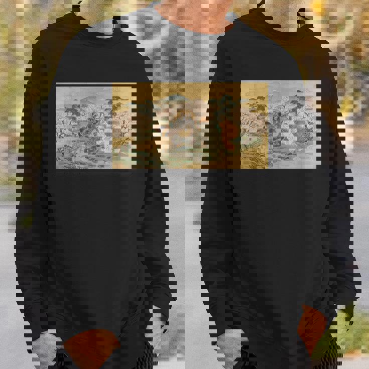 狸 狐 屏風絵 日本画 たぬき きつね スウェットシャツ 彼への贈り物