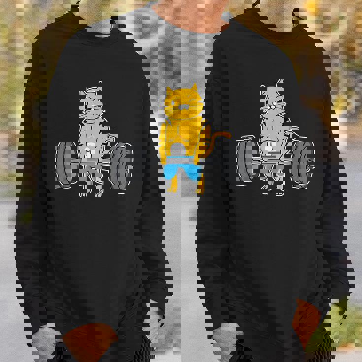 猫 デッドリフト パワーリフティング ウェイトリフティング 猫好き スウェットシャツ 彼への贈り物