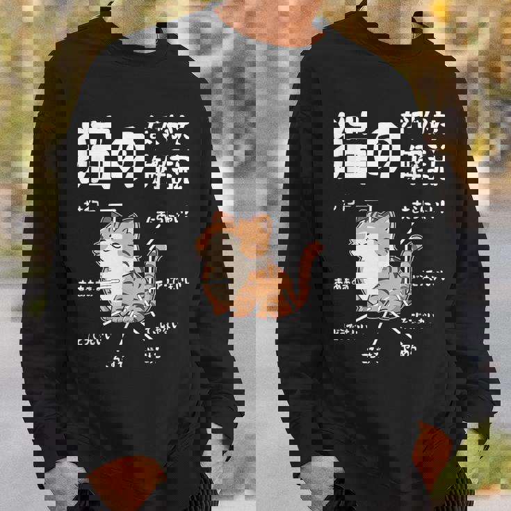 猫のなでかた解説 おもしろ 猫好き アイデア ギフト サプライズ にゃんこ おもしろ スウェットシャツ 彼への贈り物