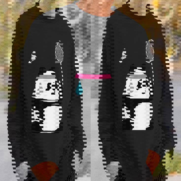 疲れきったバドミントンパンダ 面白いかわいいシャトルコック動物 スウェットシャツ 彼への贈り物