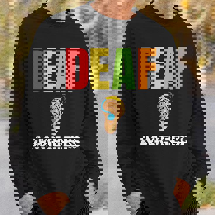 補聴器 耳障がいサポート 聴覚障害者への意識 長袖tシャツ スウェットシャツ 彼への贈り物