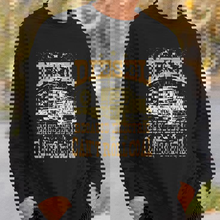 電気は石炭ディーゼルトラックを転がすことができないのでディーゼル 長袖tシャツ スウェットシャツ 彼への贈り物