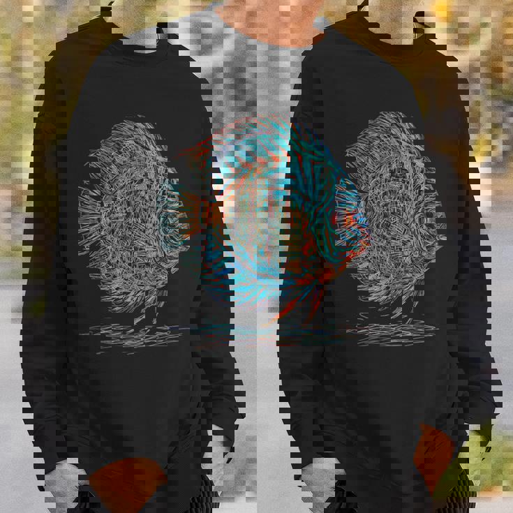 青 円盤魚 アクアリウム フィッシュキーパー スウェットシャツ 彼への贈り物