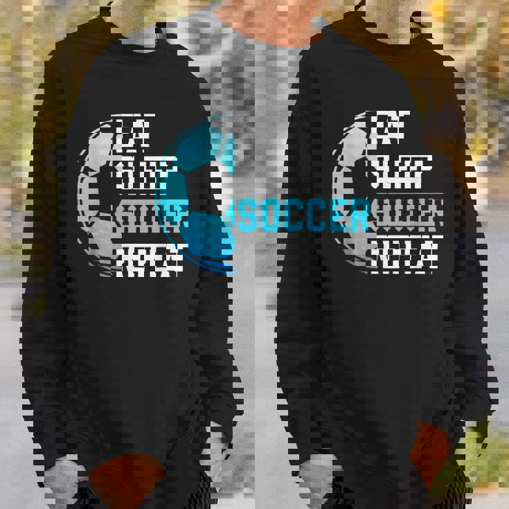 食べる、寝る、サッカーを繰り返す、面白いスポーツ、サッカー愛好家 スウェットシャツ 彼への贈り物