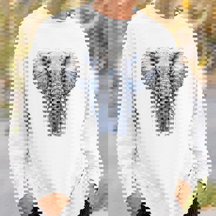 Elephant Artwork Animal Motif Art Animal Elephant Sweatshirt Unisex Gifts for Him