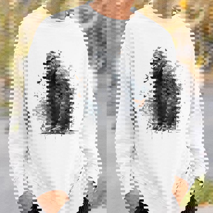 Gorilla Lover アートワーク 鳥 動物 モチーフ ゴリラ スウェットシャツ 彼への贈り物