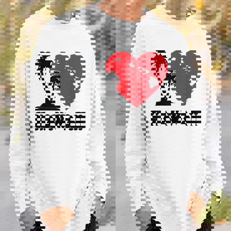 I Love Hawaii ハワイアンハートパーム レディース メンズ ボーイズ ガールズ スウェットシャツ 彼への贈り物