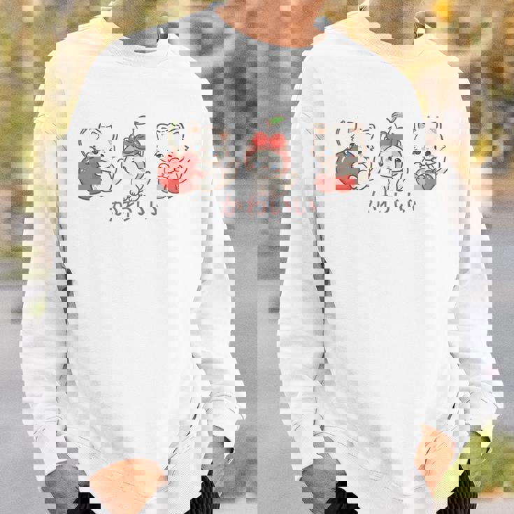 かわいい ねこ さくらんぼ カワイイ 日本風 キャット カートゥーン スウェットシャツ 彼への贈り物