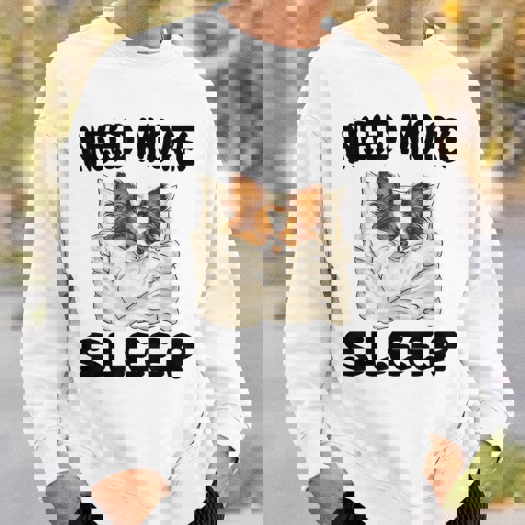 かわいいパピヨンドッグは睡眠パジャマナイトガウンが必要です スウェットシャツ 彼への贈り物