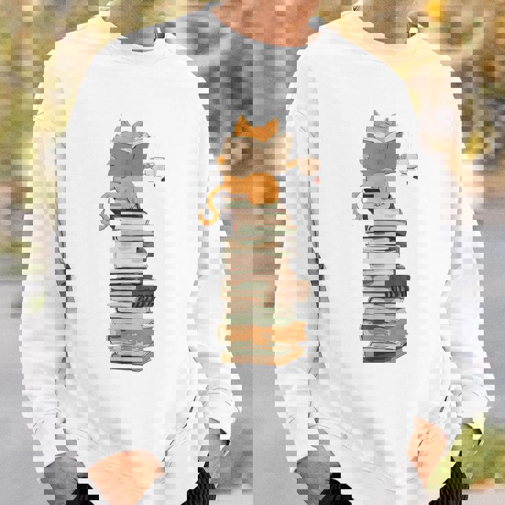 かわいい猫、本好きの猫 スウェットシャツ 彼への贈り物