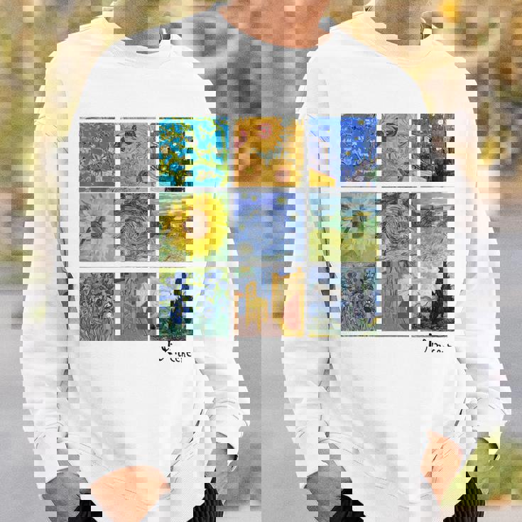 ひまわりと星月夜のゴッホ絵画コラージュ スウェットシャツ 彼への贈り物