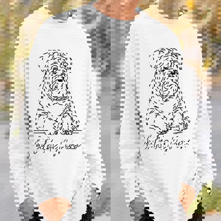 イングリッシュブルドッグ ママ ブルドッグ ママ キュート ラインアート 犬 アーティスティック スウェットシャツ 彼への贈り物