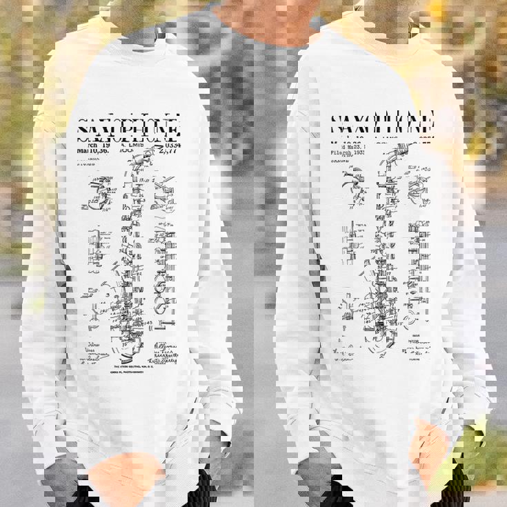 サックス オールド ヴィンテージ 特許 図面 プリント スウェットシャツ 彼への贈り物