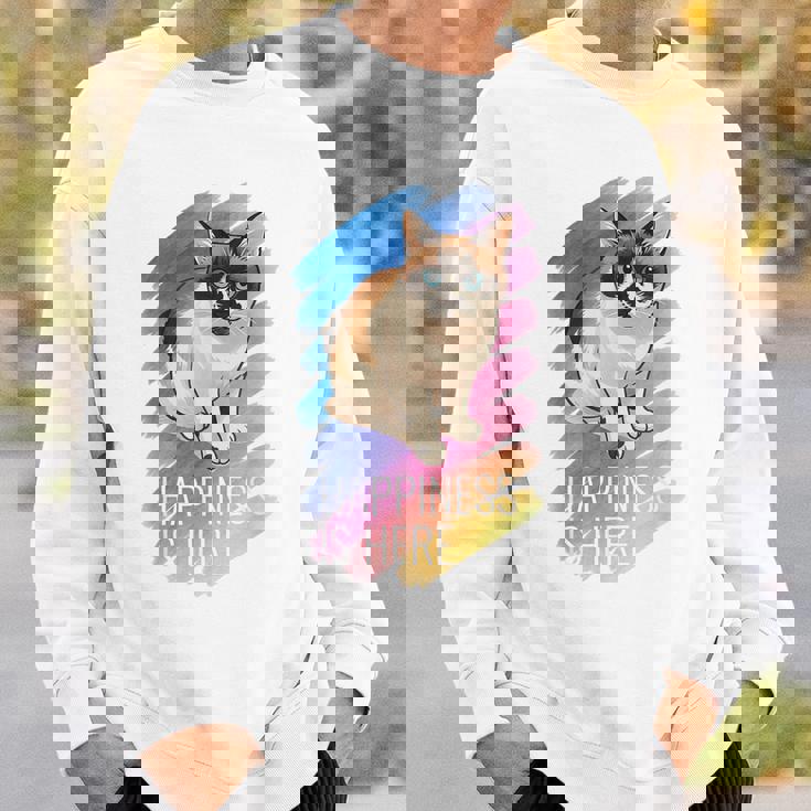 シャム猫 ラグドール ネコ 青い瞳 ブルーアイ かわいい 癒し 幸せ 前向き 猫好き グラデーション スウェットシャツ 彼への贈り物