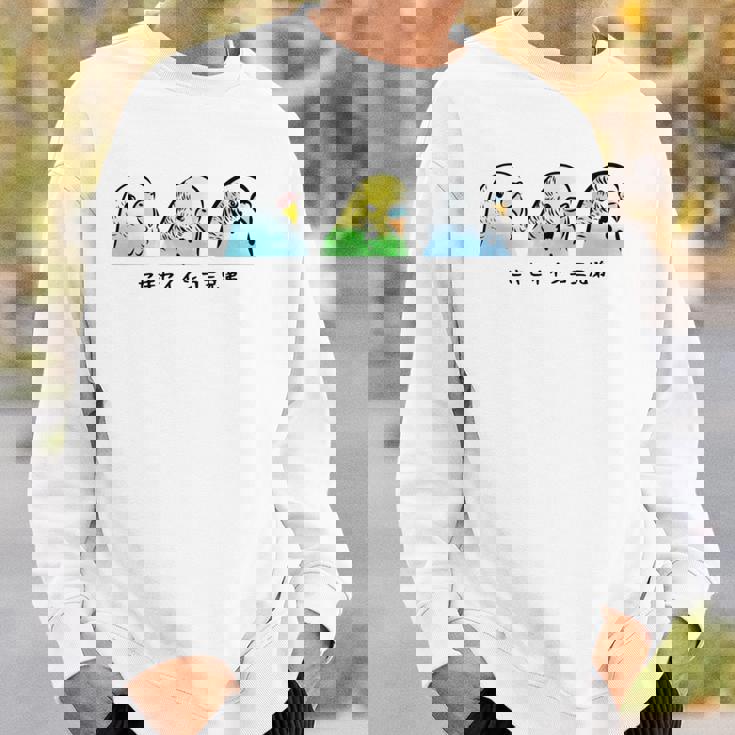 セキセイインコ 三兄弟 インコ 鳥 かわいい イラスト 手書き セキセイインコ 好き 鳥好き おもしろ 長袖tシャツ スウェットシャツ 彼への贈り物