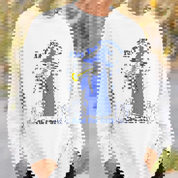 トランペットとペットの猫を弾く スウェットシャツ 彼への贈り物