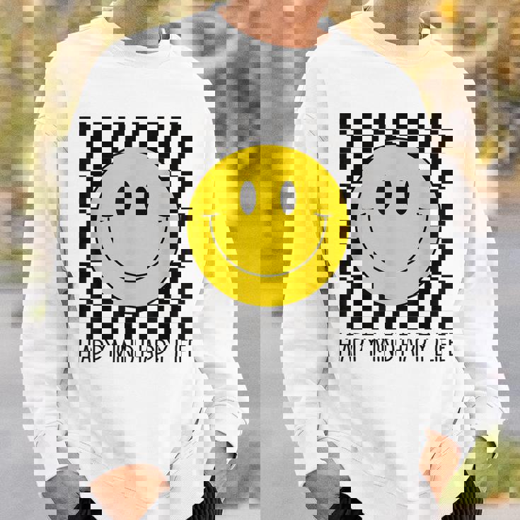 ハッピーマインド ハッピーライフ 70年代 スマイルチェック ハッピースマイルフェイス スウェットシャツ 彼への贈り物