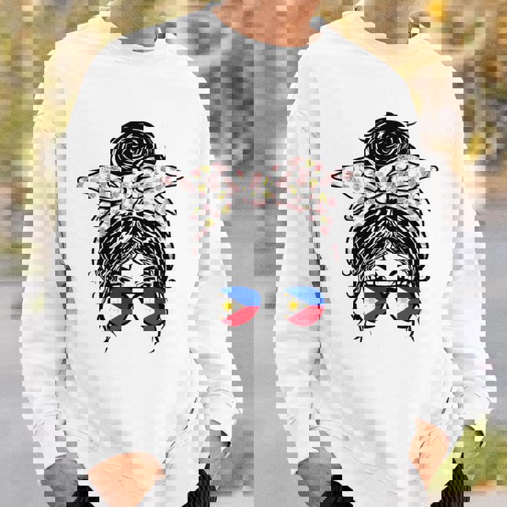 フィリピン 散らかった団子 バンダナ付き フィリピン国旗グラス 長袖tシャツ スウェットシャツ 彼への贈り物