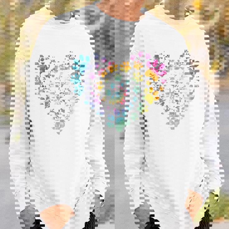 バックプリント 犬の足跡 犬 ペット 足跡 プリント 長袖tシャツ スウェットシャツ 彼への贈り物