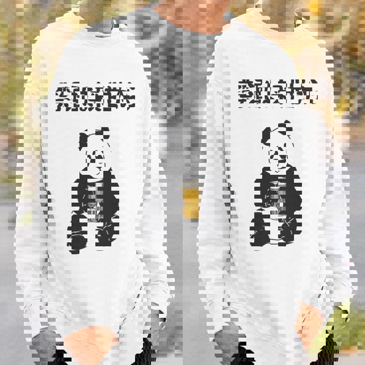 禁酒は来世から ネタ 酒好き お酒好き ビール好き 日本酒好き ハイボール好き ジョーク パンダ おもしろ 長袖tシャツ スウェットシャツ 彼への贈り物