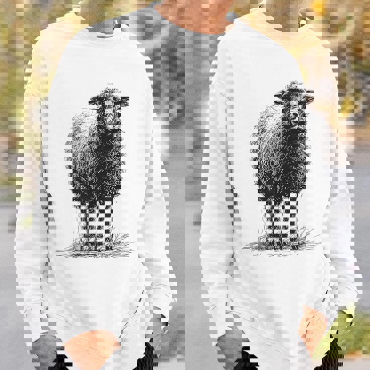 羊 アニマルプリント 動物園 ドローイング アート 絵画 羊 スウェットシャツ 彼への贈り物