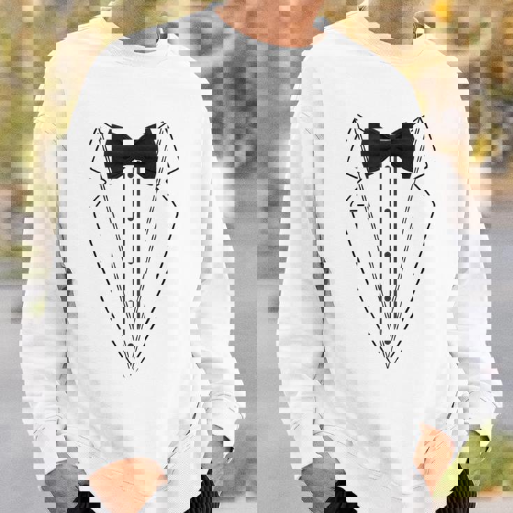 蝶ネクタイ付きホワイトtシャツ タキシード 面白いシャツ スウェットシャツ 彼への贈り物