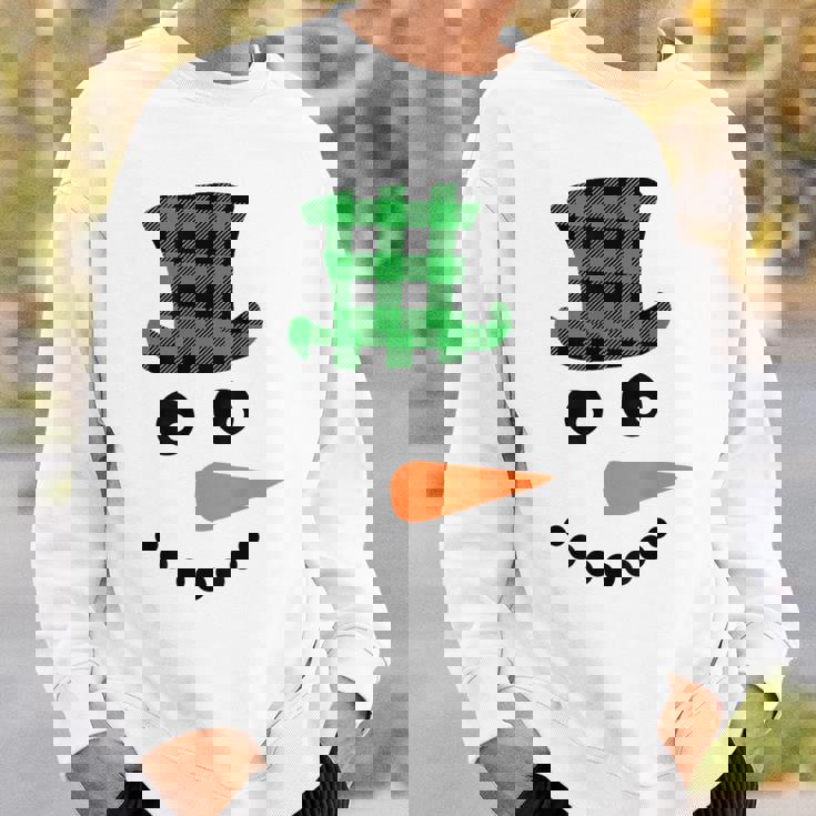 雪だるま 顔 にんじん鼻 クリスマス 冬 格子柄 サンタハット スウェットシャツ 彼への贈り物