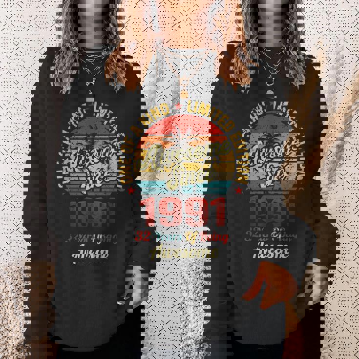 32 誕生日デコレーション メンズ レディース 1991 Bday 32Th Birthday スウェットシャツ 彼女への贈り物