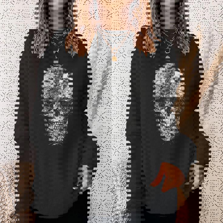 Akull But It's Cats Kitty スケルトン ハロウィン 猫 スカル スウェットシャツ 彼女への贈り物