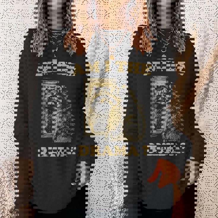 Am I The Drama Raccoon Unhinged Meme 陽気なアライグマのミーム スウェットシャツ 彼女への贈り物