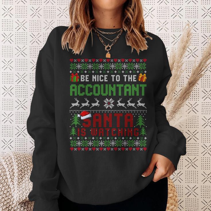C'est Drôleois Gentil Avec Le Comptable Le Père Noël Regarde Noël Manche Longue Sweater e Cadeaux pour elle