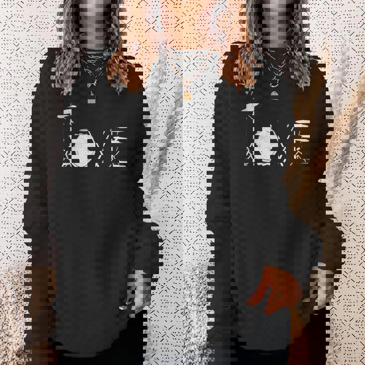 Drummer Love グラフィックドラムセット ドラミングミュージシャン ロックバンド スウェットシャツ 彼女への贈り物